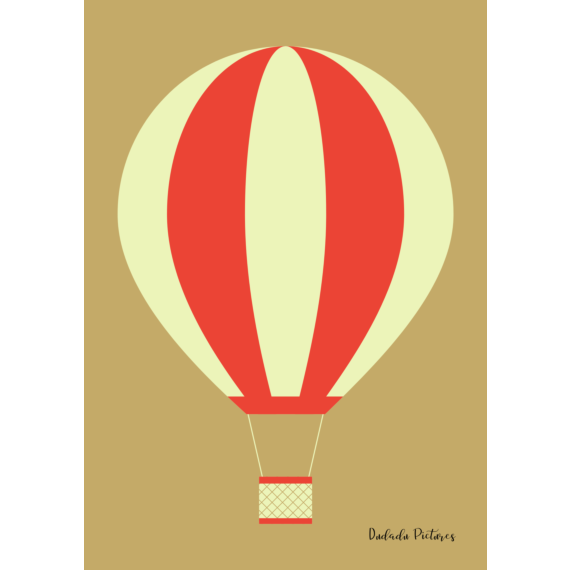 børneplakat luftballon gul og rød