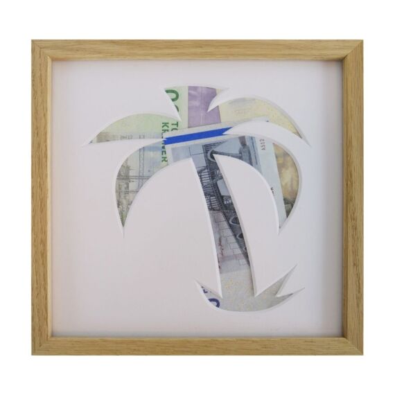 Indrammet pengegave med kreativt palme motiv