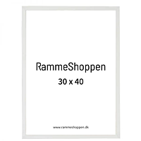 Hvid ramme, Mat træ, 30x40 cm